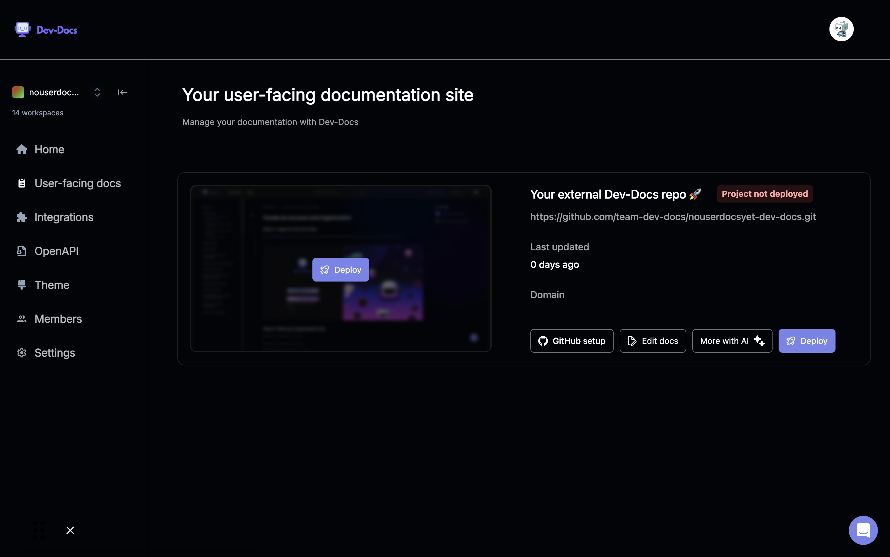Access user-facing documentation site